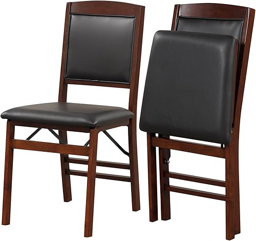 COSTWAY Juego de 2 sillas plegables de comedor, sillas laterales de cocina de madera con asiento acolchado, marco de madera maciza, soporte de carga