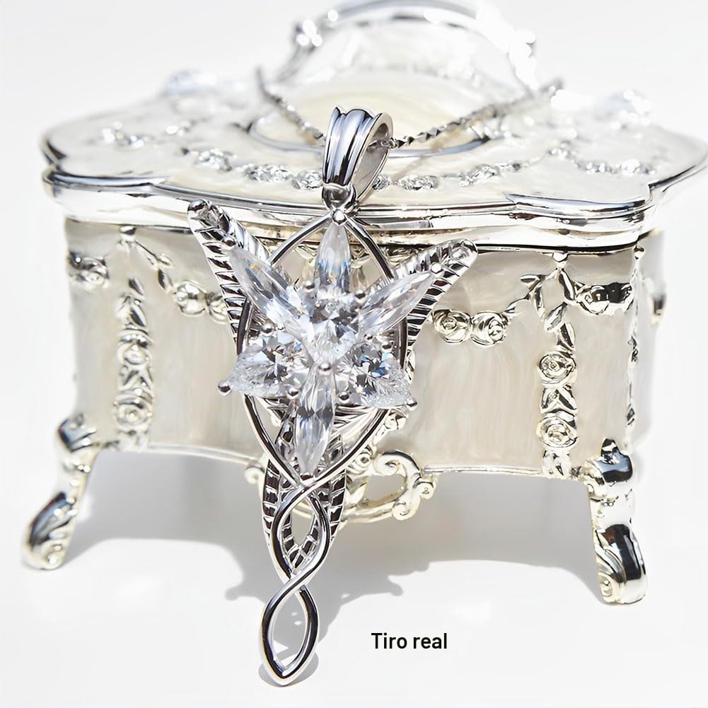 Collar con colgante Arwen Evenstar con caja de princesa, plata de ley 925, collar Hobbit Aragorn, joyería élfica para regalar a tus mujeres queridas