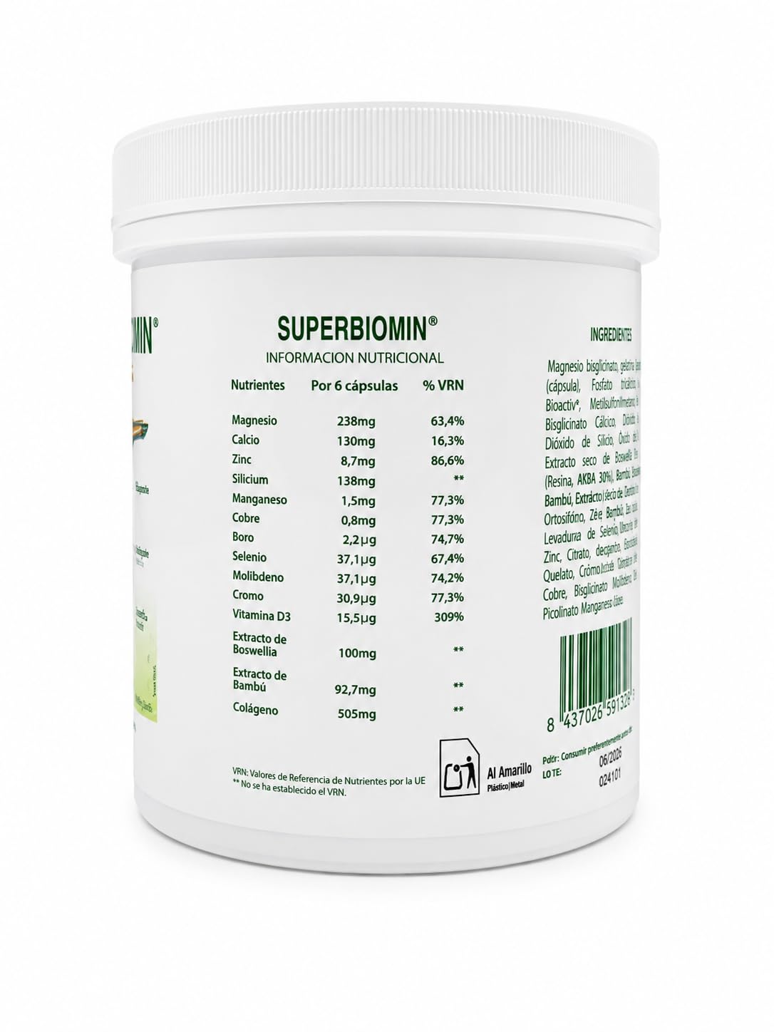 Biomin Pack 2 Unidades Superbiomin 425 Cápsulas Complemento Alimenticio de Minerales y Oligoelementos