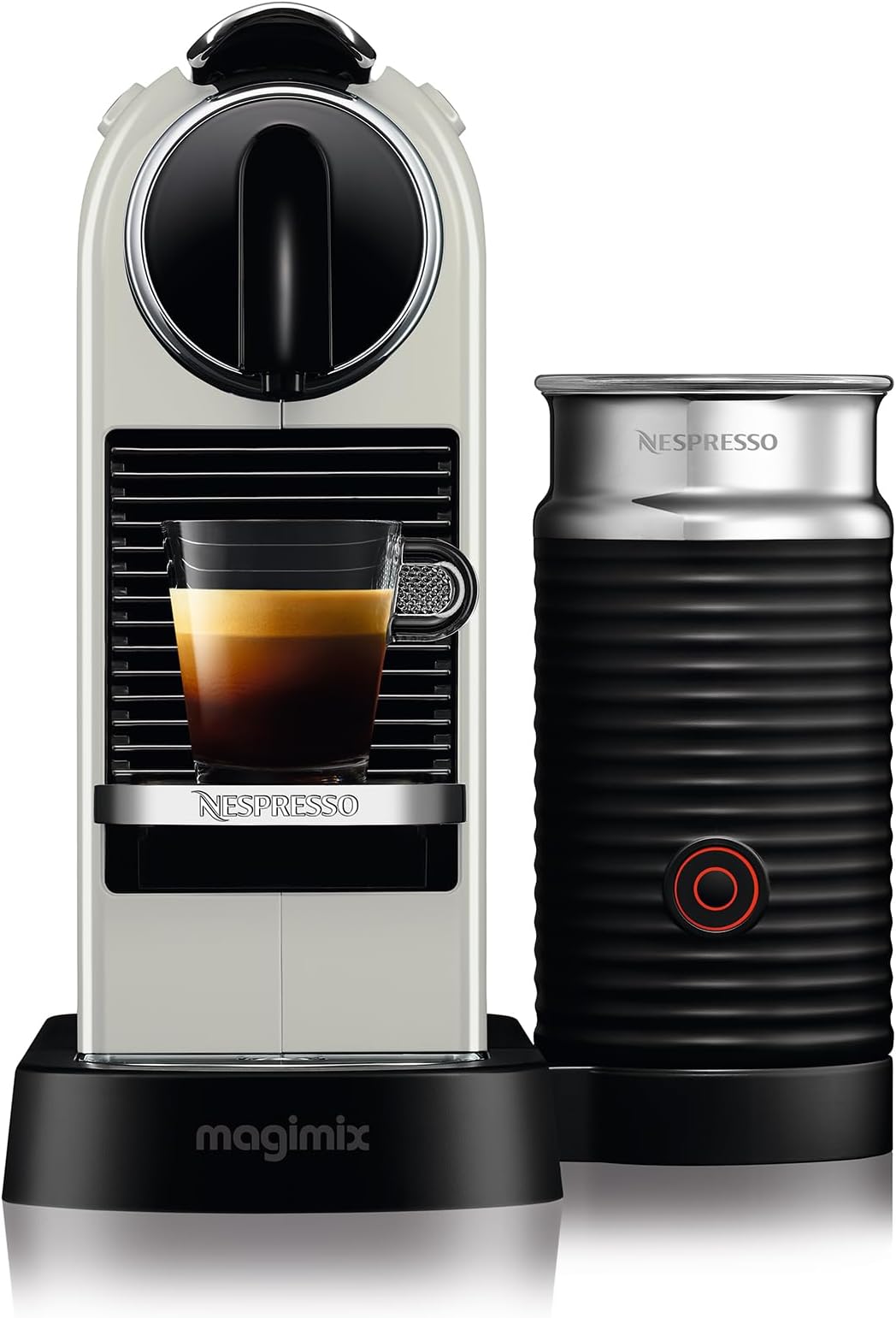 Citiz Coffee Machine with Aeroccino Milk Frother by De'Longhi for Original Coffee Pods, Latte, Cappuccino, Espresso, Starter Capsule Set Included, EN267.WAE, White