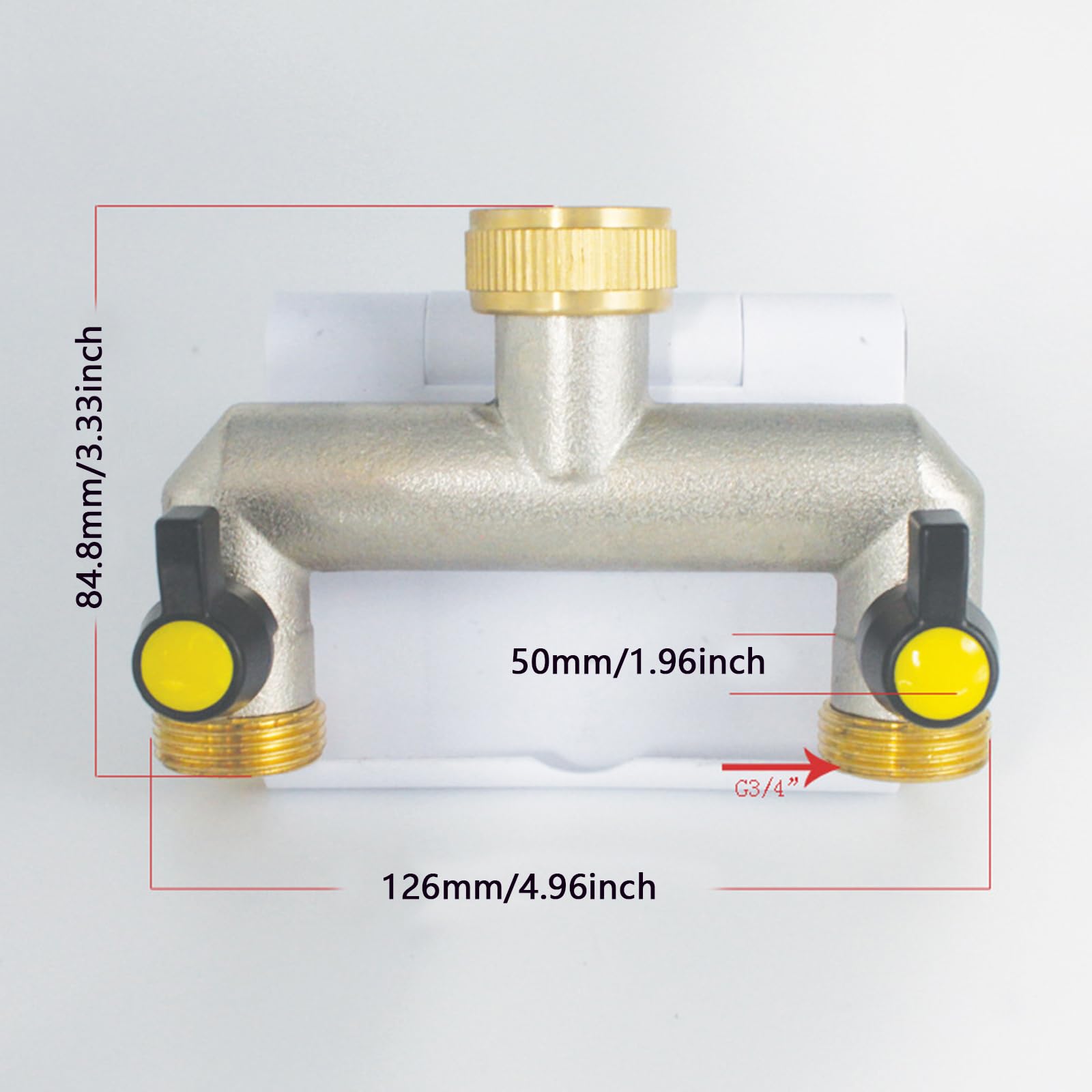 Distribuidor De Grifo 2 Vías – Latón, 3/4 Pulgadas, Con Válvulas Individuales Para Conectar 2 Dispositivos De Agua