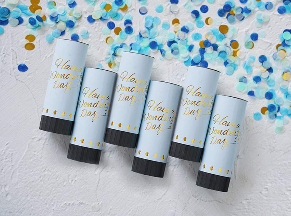 GettyGears Konfetti-Popper, Folie, Punkte, Tissue Streu-Konfetti, Party-Popper, Konfetti-Party, Popper, für Hochzeit, Jahrestag, Partyzubehör, Blau, 6 Packungen