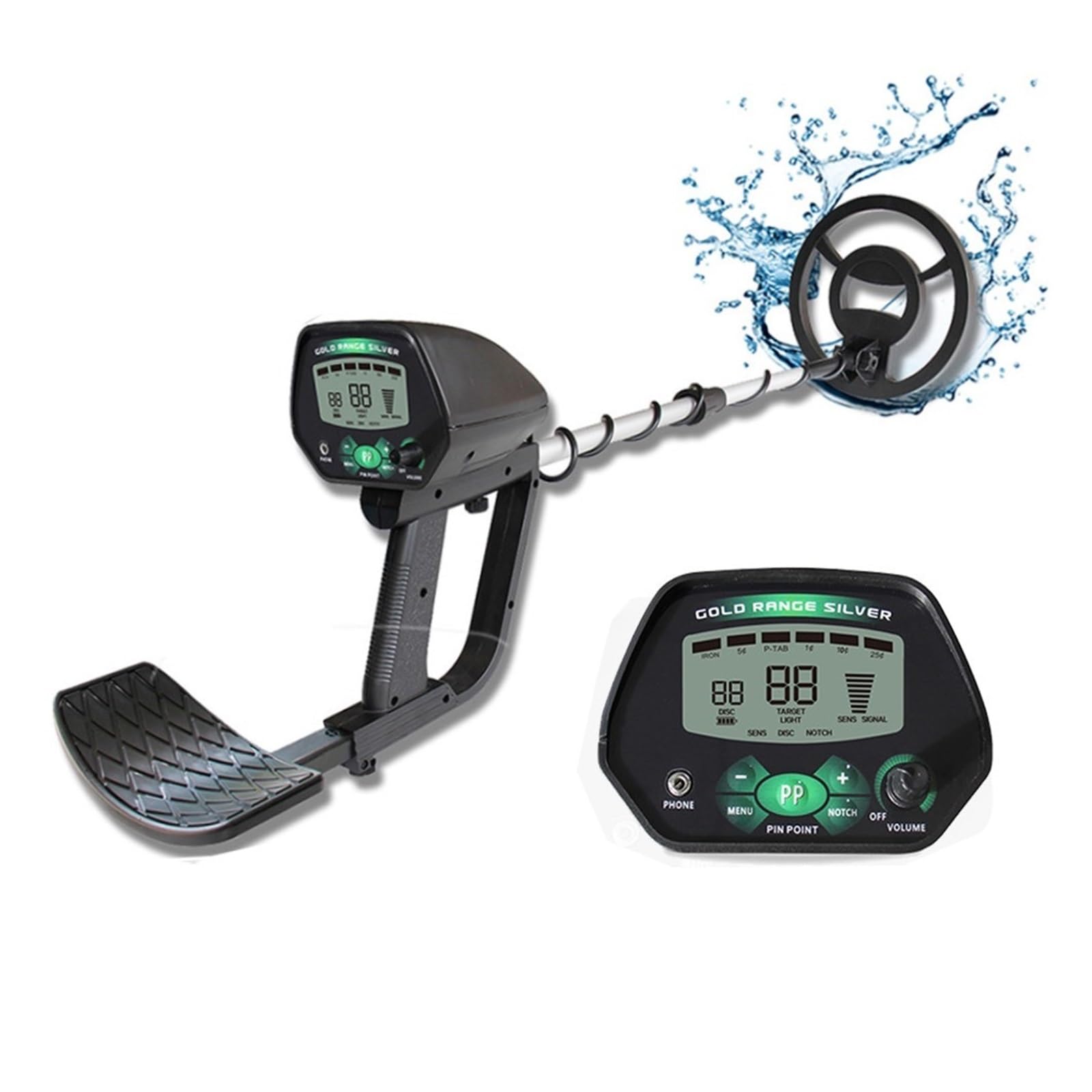 Metal Detector, MD-4090 High Accuracy Gold Metal Detector Waterproof LCD Display Backlight Positioning