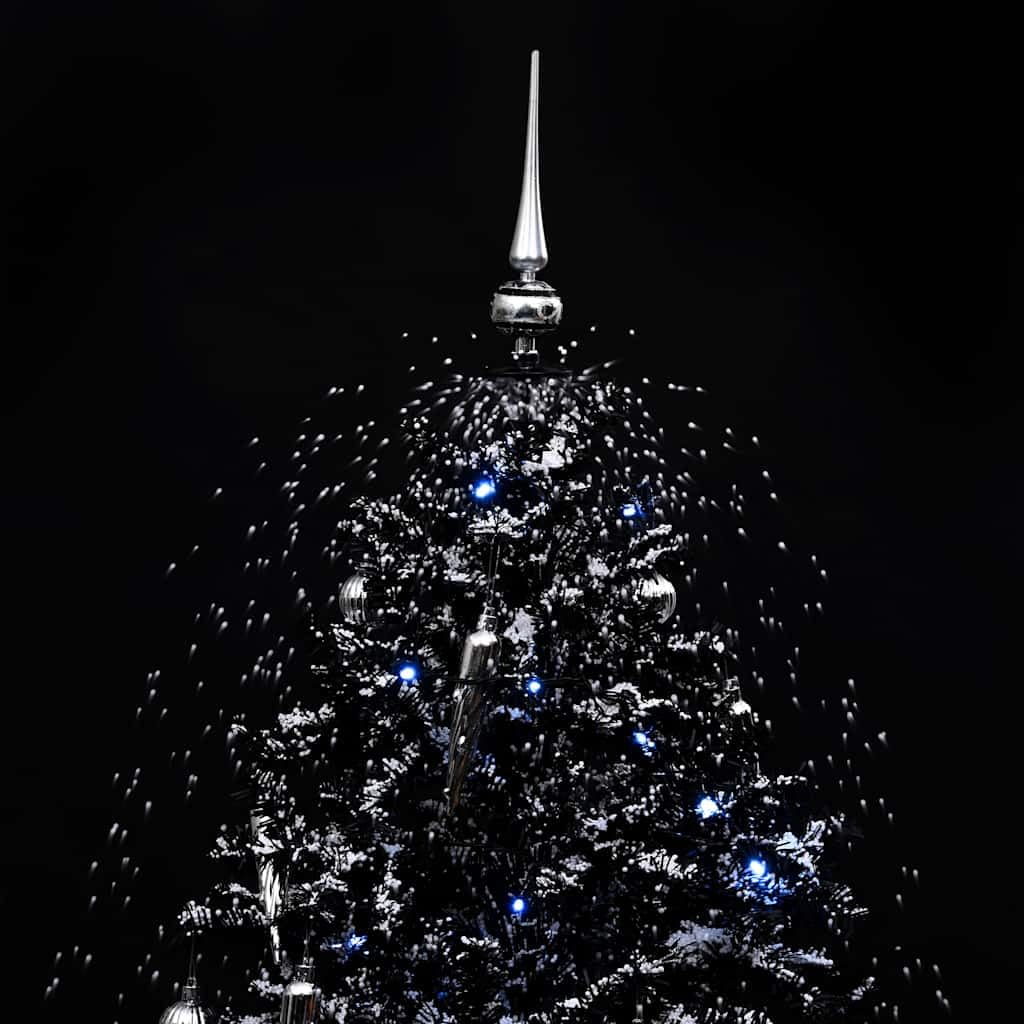 vidaXL Schneiender Weihnachtsbaum mit Schirmfuß Schneefall Künstlich Tannenbaum Christbaum Kunstbaum Dekobaum Weihnachten Dekoration Schwarz 170cm PVC