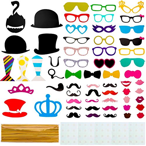 Photo Booth Props, Pupow 60PCS colorato fai da te