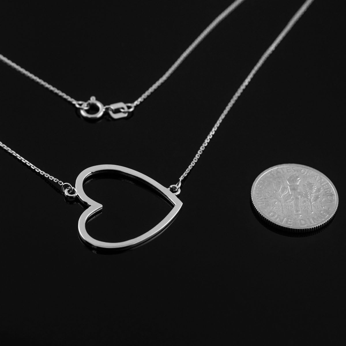 Dainty Sterling Silver Sideways Open Heart Necklace - Image 3