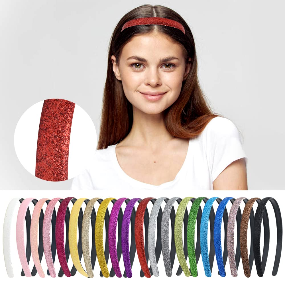 Dizila 20 Pack Colorful Sparkly Glitter Headbands Sequin Plastic with Teeth Hair Bands Hoops Crowns Headpieces Accessories for Women Girls - Image 3