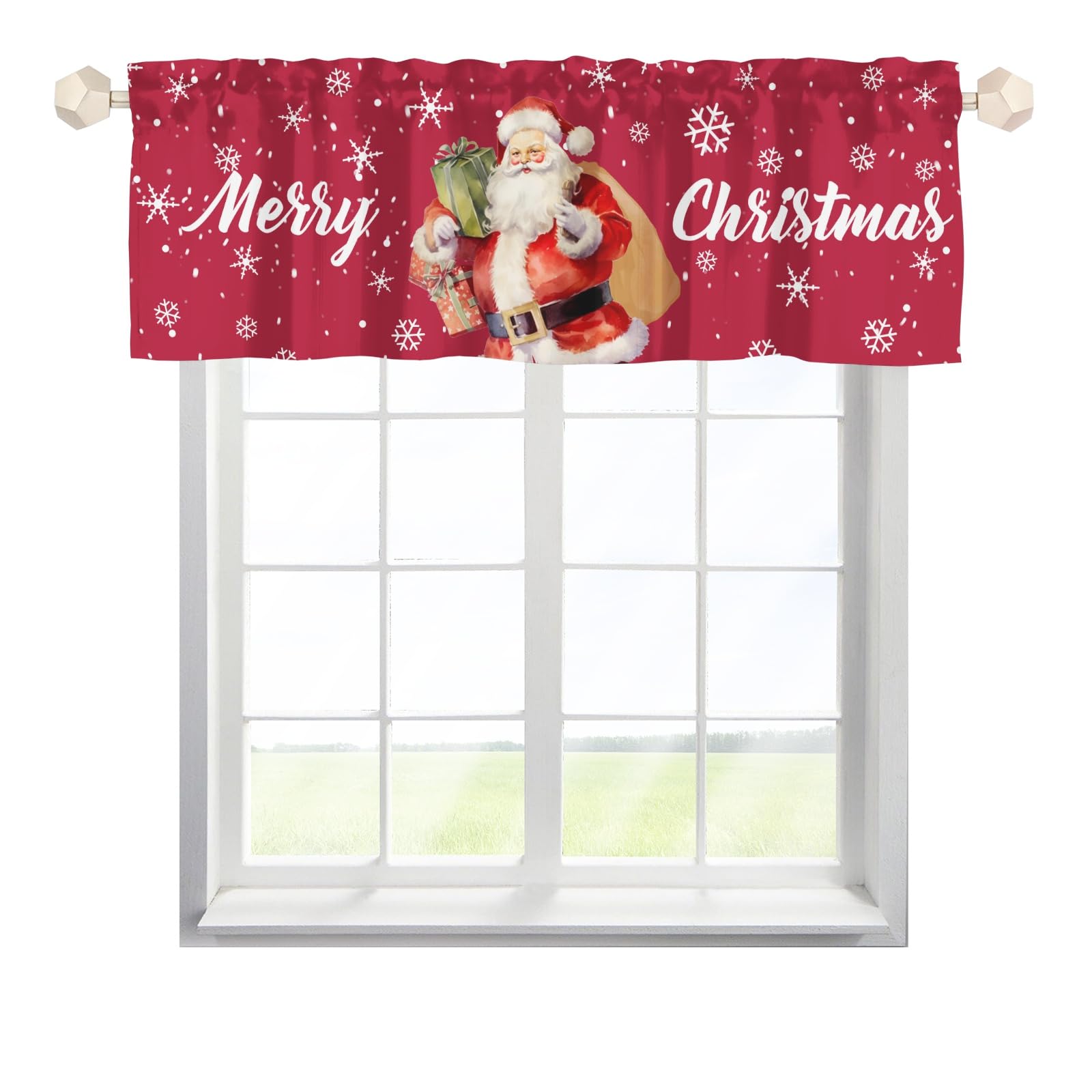 Christmas Valance Curtains,Curtain Valance Window,Blackout Valance Curtains,Rod Pocket Short Window Valance Curtains,Farmhouse Country Window Curtains for Kitchen Window Bathroom Living Room Bedroom