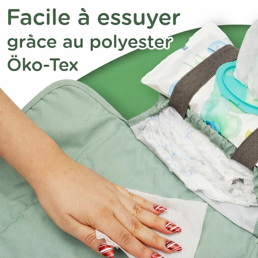 Jubi® Matelas à Langer Nomade Mint – Coton Bio & Polyester Certifié Öko-Tex – compact, pliable et lavable