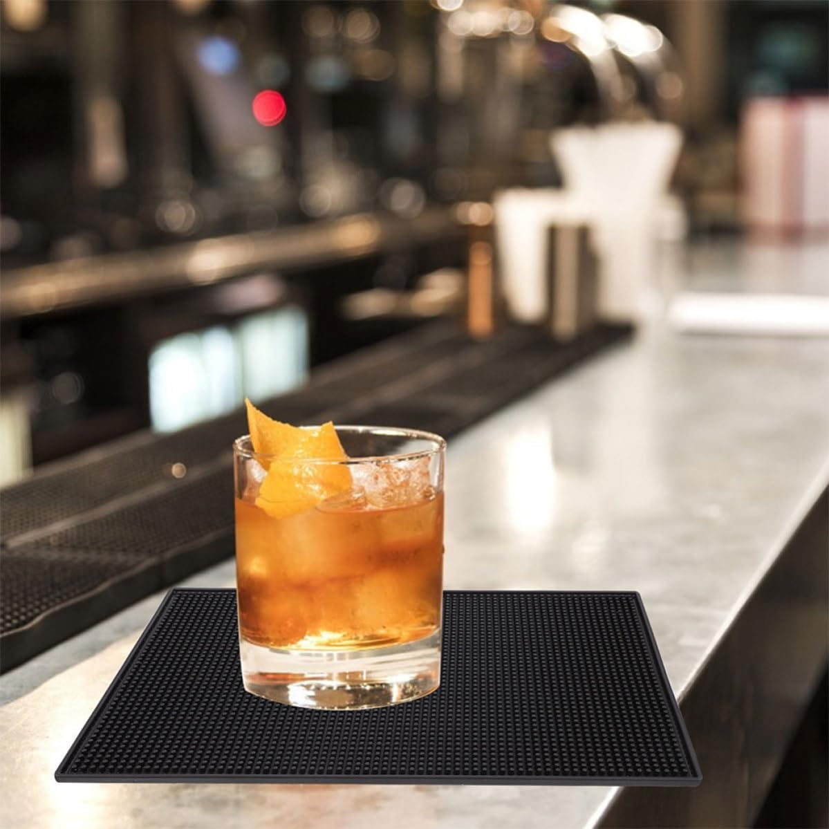 2 Pezzi Tappetino da Bar Antiscivolo in Silicone Nero, e Antiruggine, per Piano di Lavoro e Postazione Caffè, Design Semplice e Raffinato