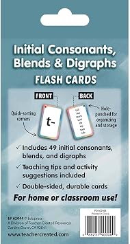 Teacher Created Resources Initial Consonants, Blends & Digraphs Flash Cards (EP62044)