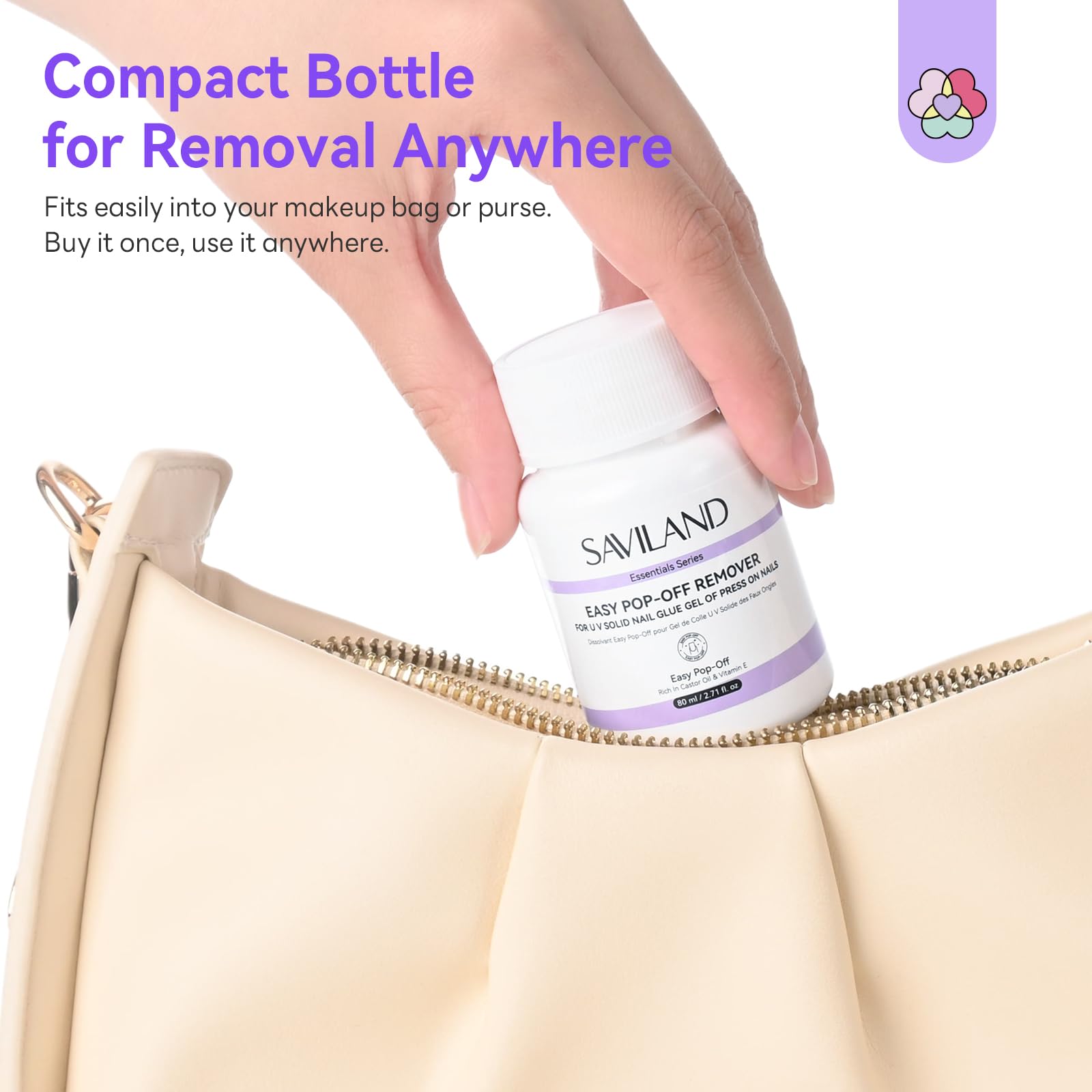 SAVILAND 80ML Rimuovi Colla Unghie Finte, Solvente Solido per Colla per Unghie con Spugnetta per Rimozione per Immersione, Senza Bisogno Lima, Grande Capacità, Senza Acetone, Facile da Usare a Casa