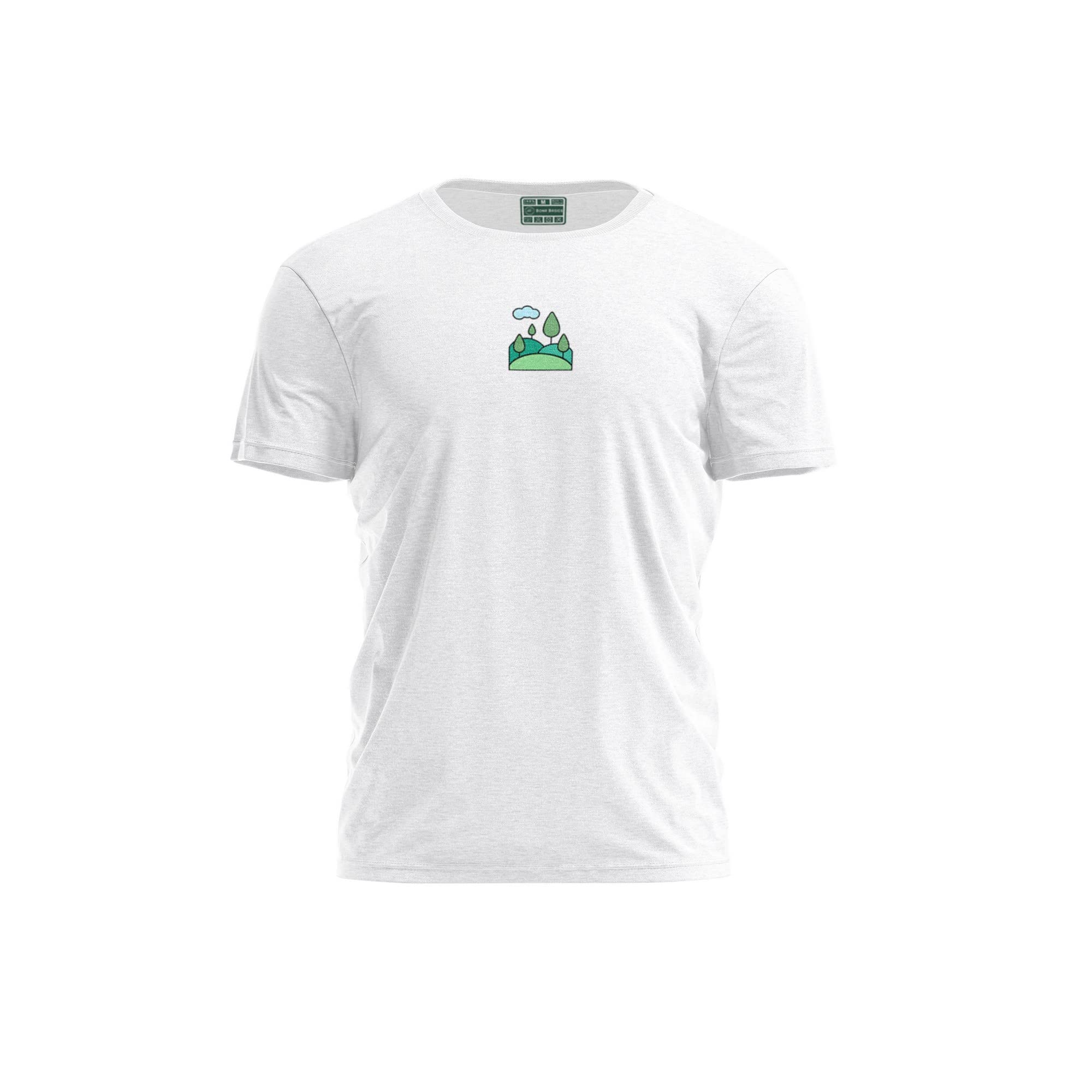 Bona Basics, Digitally Printed, Men's Basic T-Shirt,%100 Cotton, White, Casual, Men's Tops, Size: S
