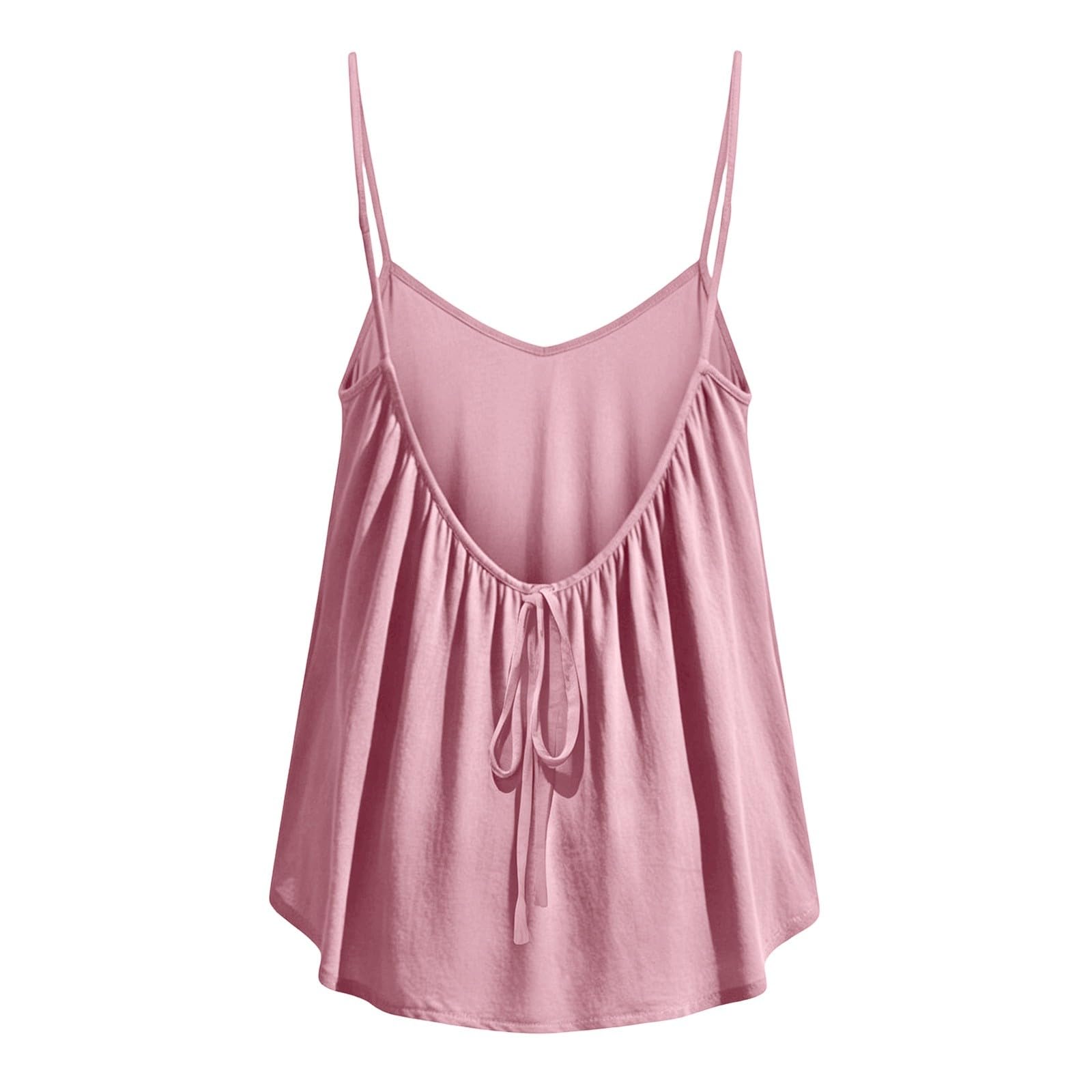 Camiseta de algodón y lino con tirantes delgados, sin mangas, para adolescentes, para verano, casual, transpirable, lisa, holgada, para vacaciones, ropa de playa