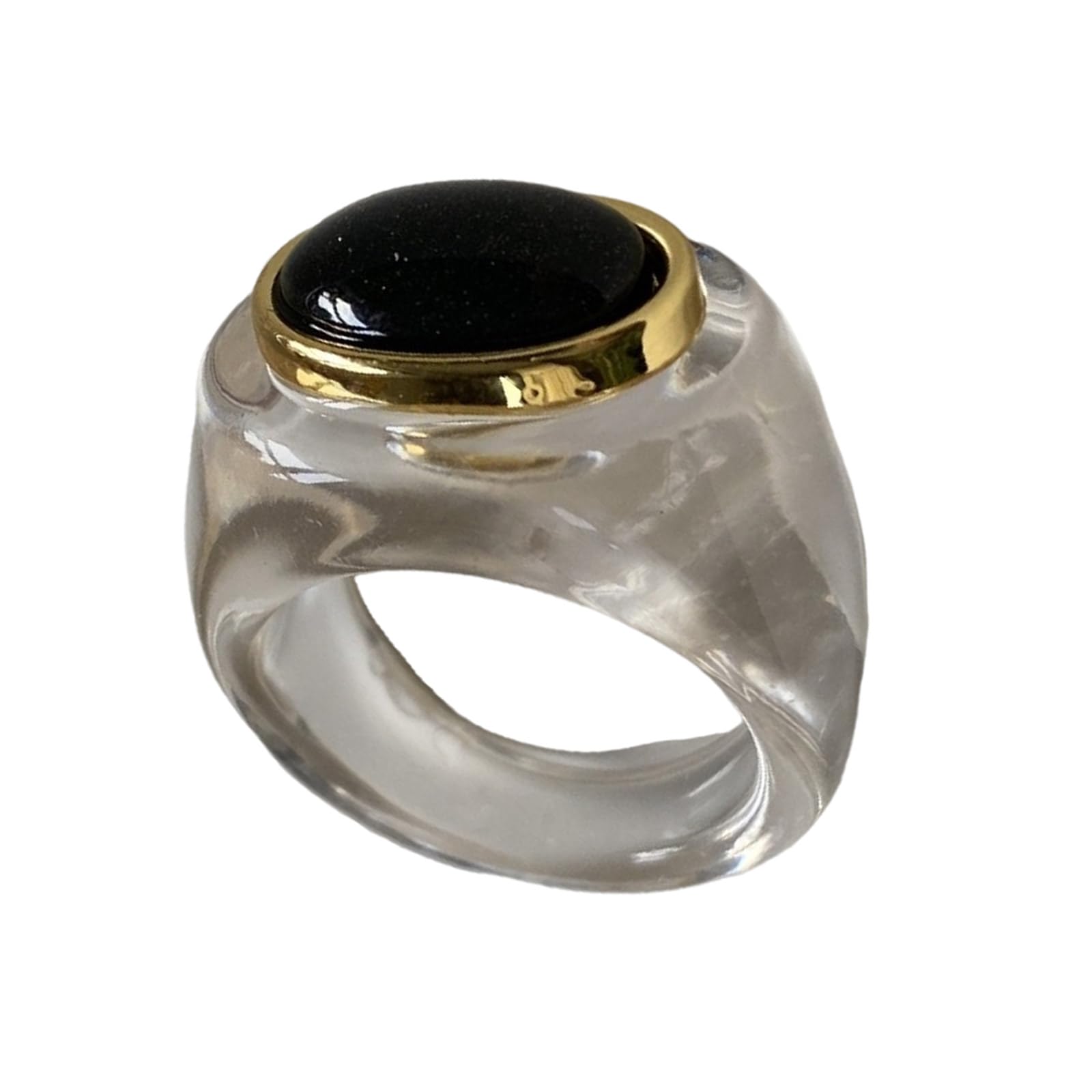 Luofeng Women's Clear Geometric Resin Ring Transparent/Amber Tone Finger Ring Minimalist Texture Waterproof Jewelry For And Girls