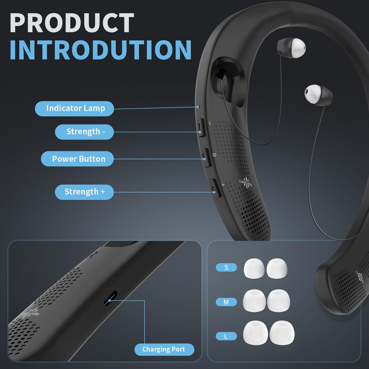 Red Light for Ears, Portable Ear Wellness Device, Wearable Red Light Device, Neckband Design with Adjustable Earbud Cord, Featuring 3-Level Adjustment