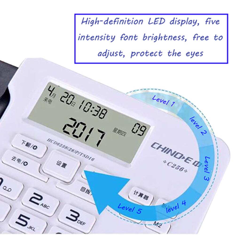 Teléfono de sobremesa clásico de Botones Grandes, Teléfono Fijo con Cable for Empresas, diseño de marcación con un Solo Toque, ecológico y sin batería(Black)