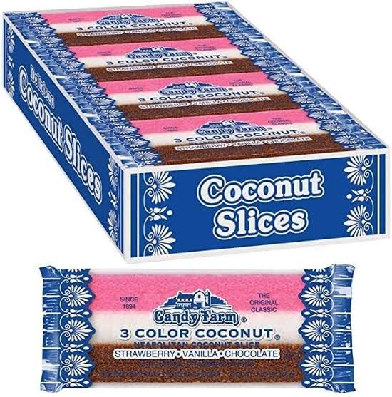 Candy Farm 3 Color Coconut Candy Bars, 24 Bars, 2 oz (57 g) each, Net Wt 48 oz (1.36 kg)