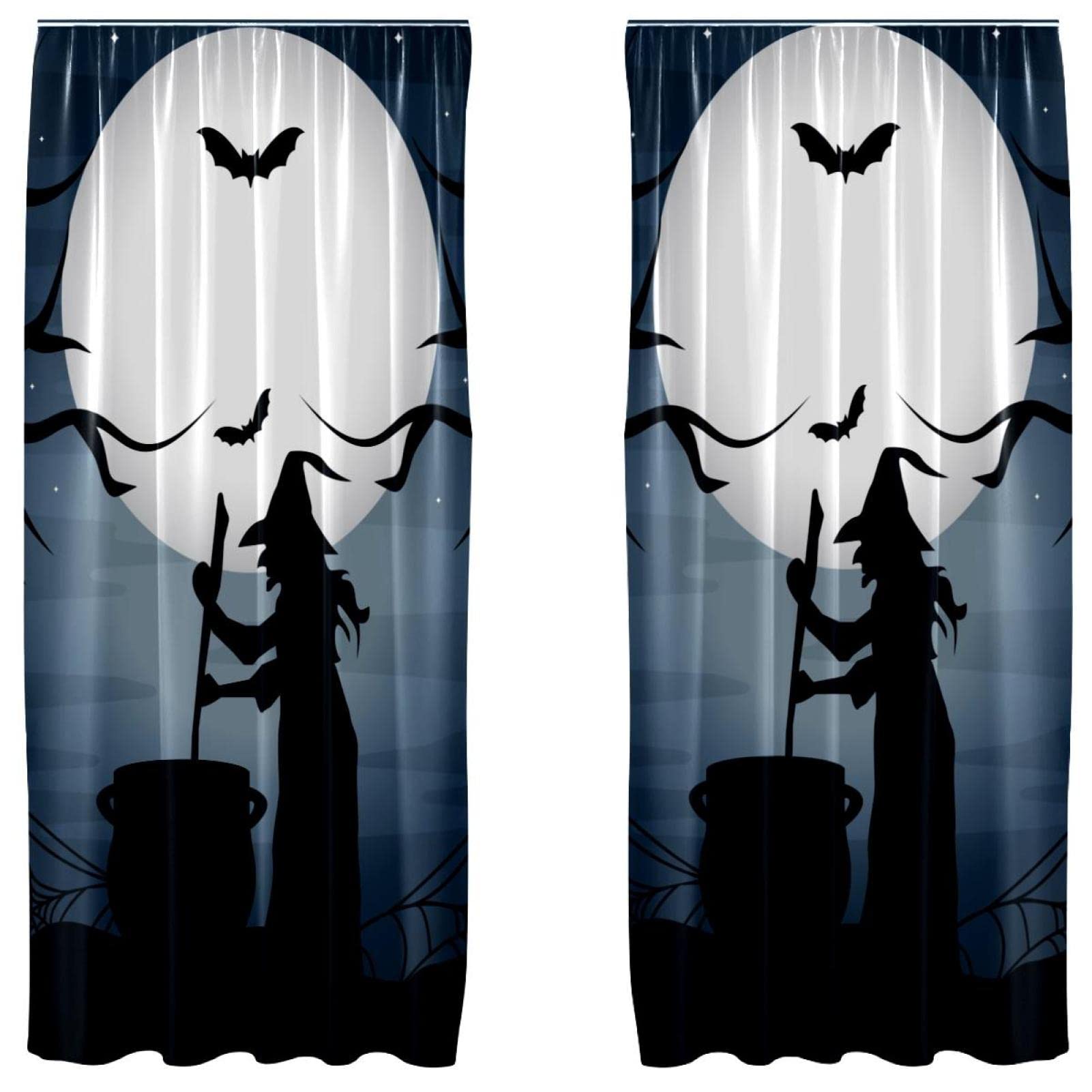 Cortinas de Halloween de 155 x 84 pulgadas para ventanas grandes de salón