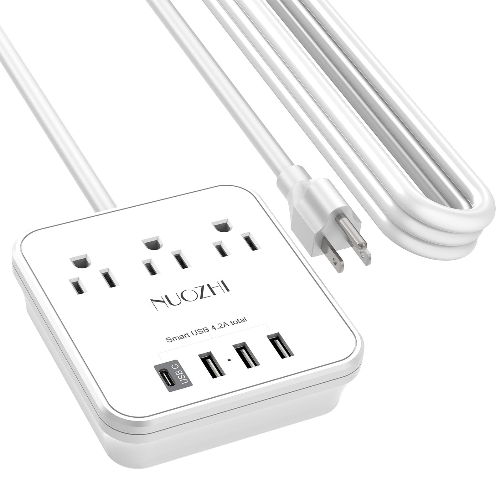 Cruise Essentials,15 Ft Power Strip with 3 Outlets and 4 USB Ports(1 USB C), Non Surge Protector for Cruise Ship, Travel, Home Office, ETL Listed,