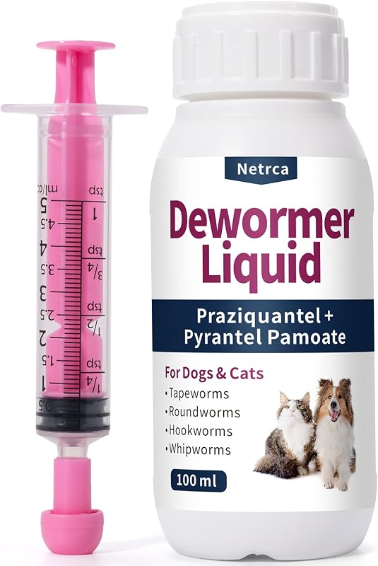 Líquido desparasitante para perros y gatos, desparasitante de 7 vías para tenias, lombrices intestinales y anquilostomas, con prazicuantel y pamoato de pirantel, suave para el estómago, 100 ml