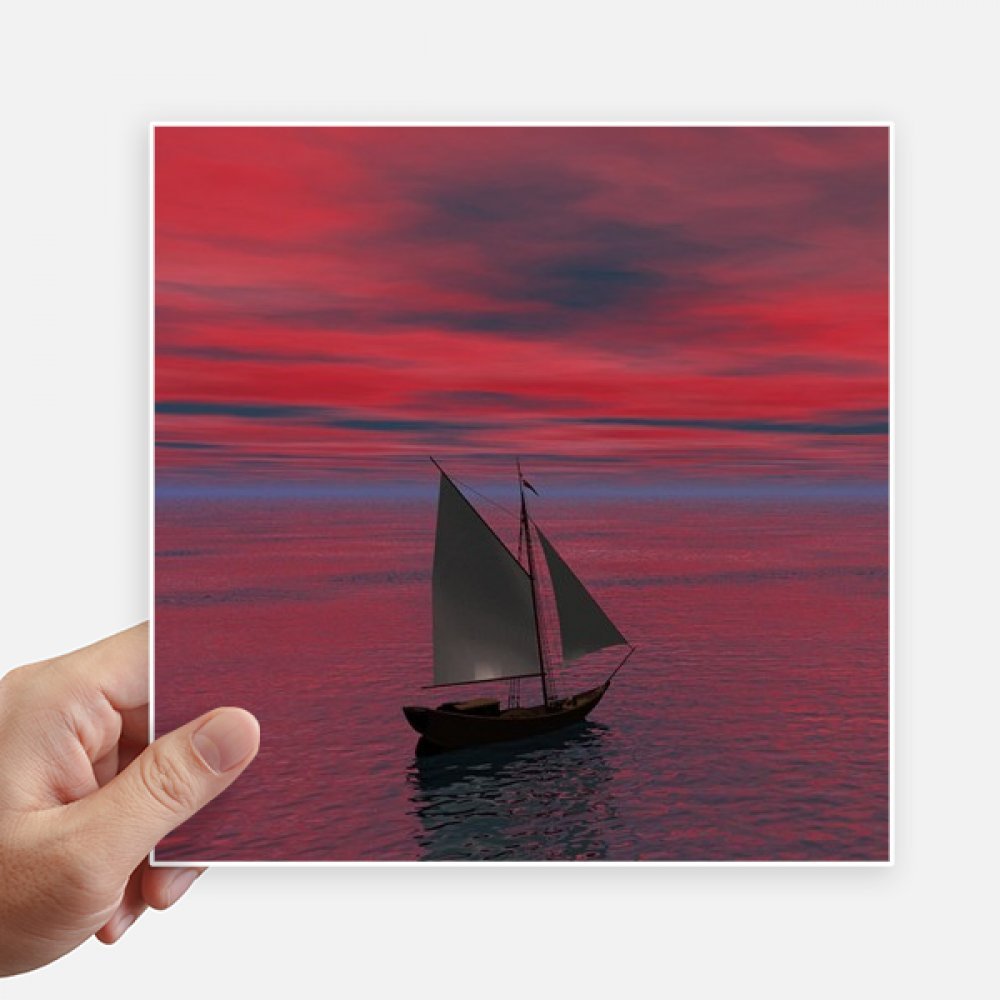 Stickers image carré bateau océan 20cm déco mur et ordinateur