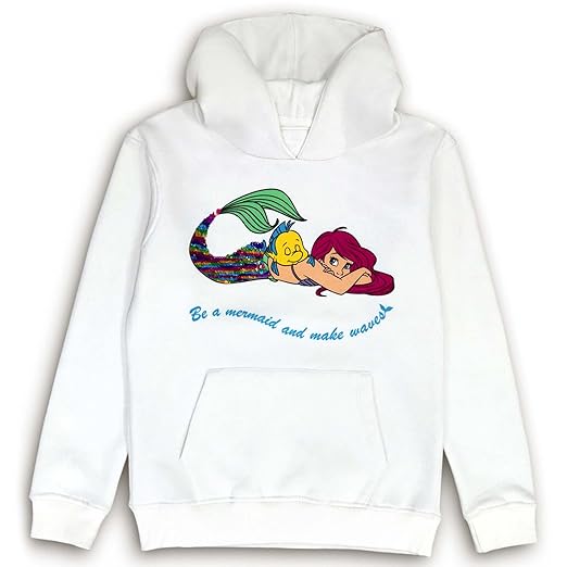 Kids Girls Disney Princess Printed Off White Hoodie
