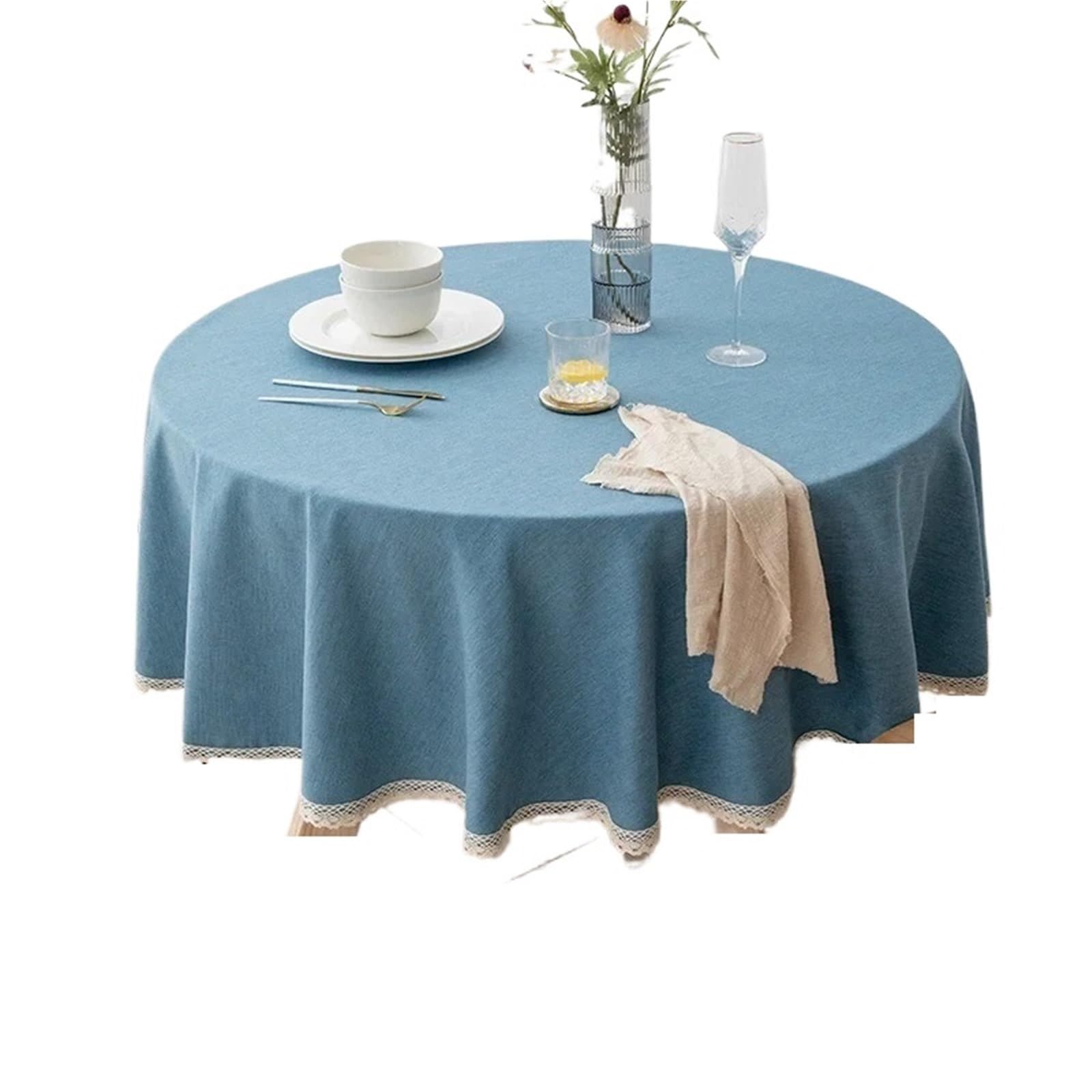 Mantel Redondo Grande para Mesas de Comedor | Manteles antiincrustantes impermeables for comedor, manteles for el hogar, Hotel, alojamiento en familia(Blue,Diameter 120cm)