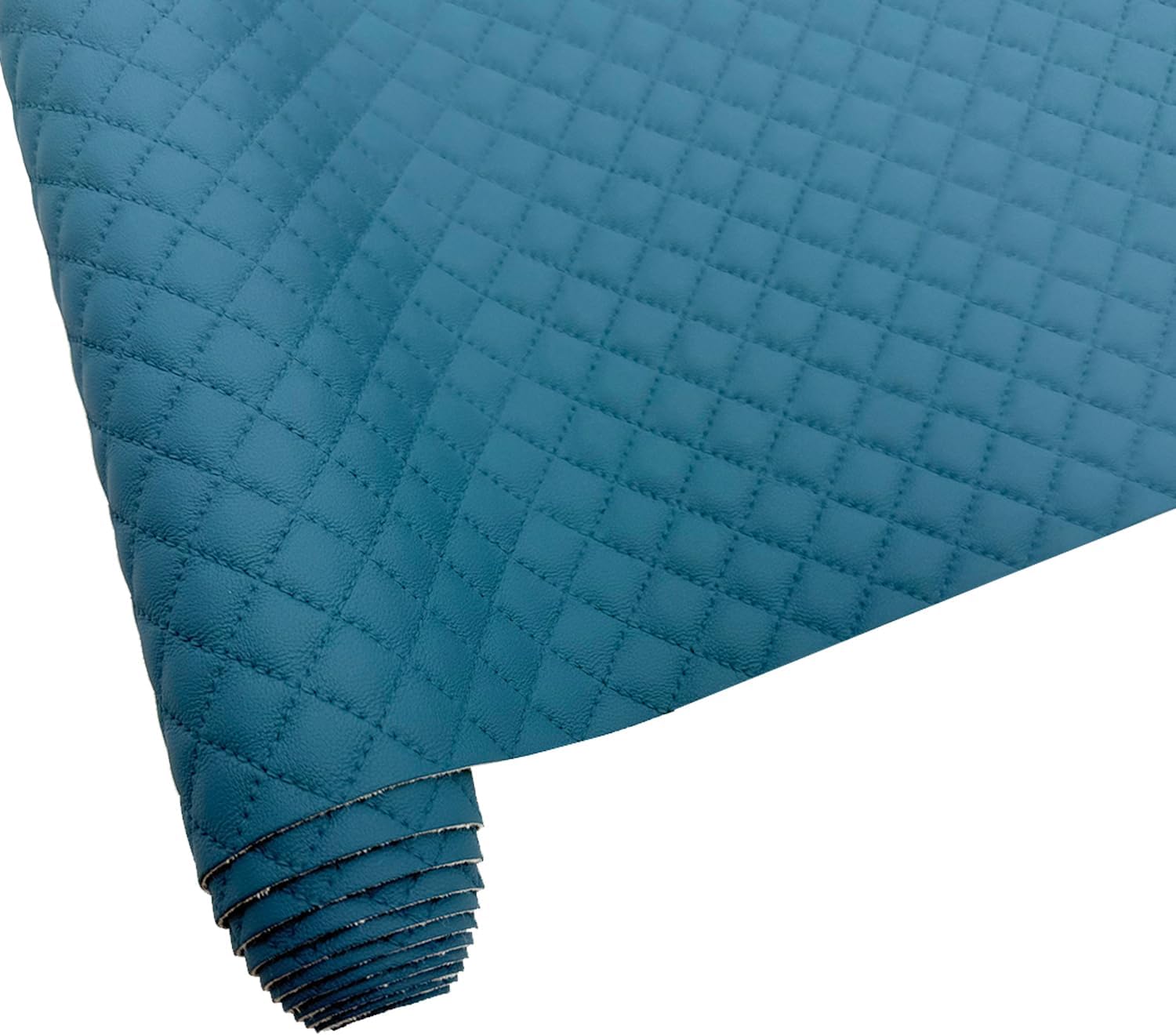 Soft FauxLeather Fabric 16 x 54 Inches Quilted Plaid Upholstery Vinyl for Motorcycle Sofa Bags Chairs Car Seats Upholstery DIY Crafts (Blue)