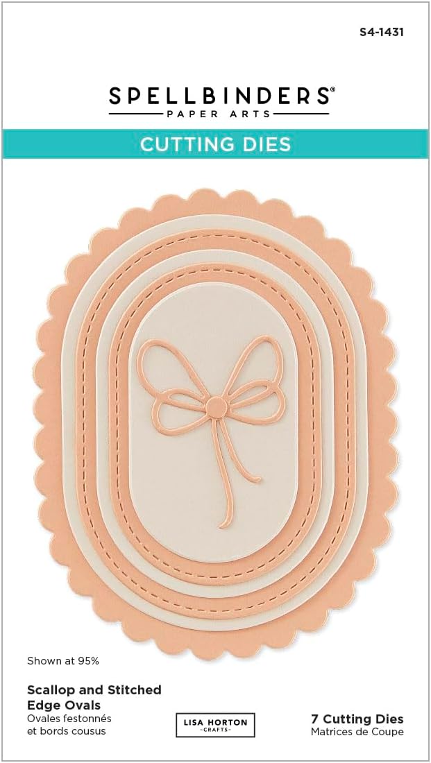 Spellbinders S4-1431 Scallop and Stitched Edge Ovals Etched Dies from The Wildflowers Collection by Lisa Horton