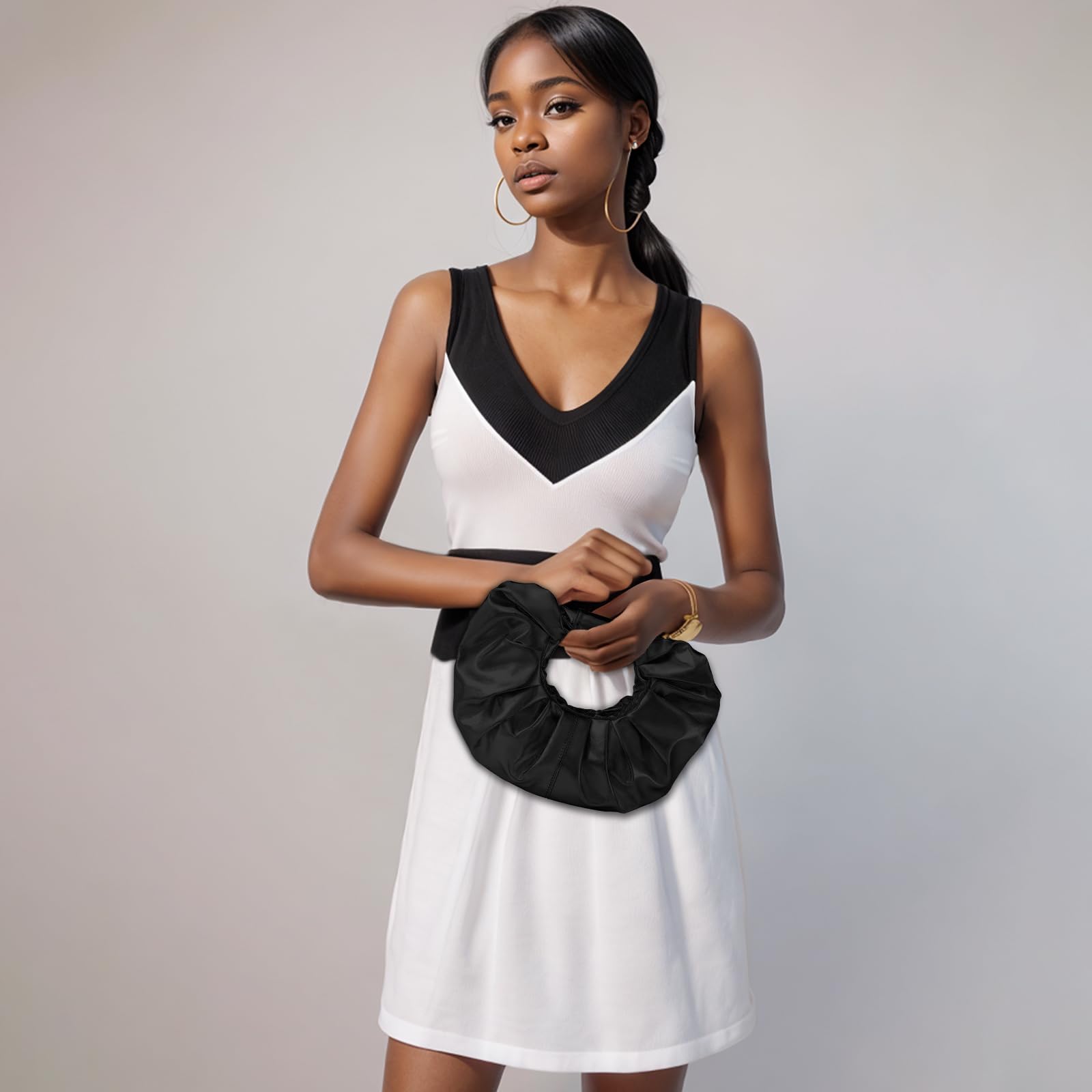 JENSVOIR Clutch Purse for Women - Evening Clutch PU Leather Pleated Bag Designer Handbag for Party Prom Wedding