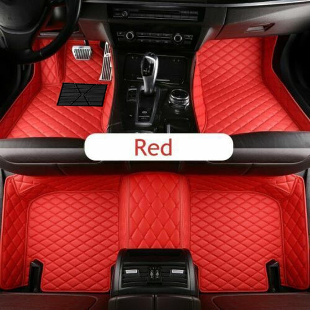 Custom Luxury Leather Car Floor Mats Upgrade Your Car's Interior All-Weather Protection for Cars, SUVs, Trucks Compatible with Automotive Floor Mats (red)