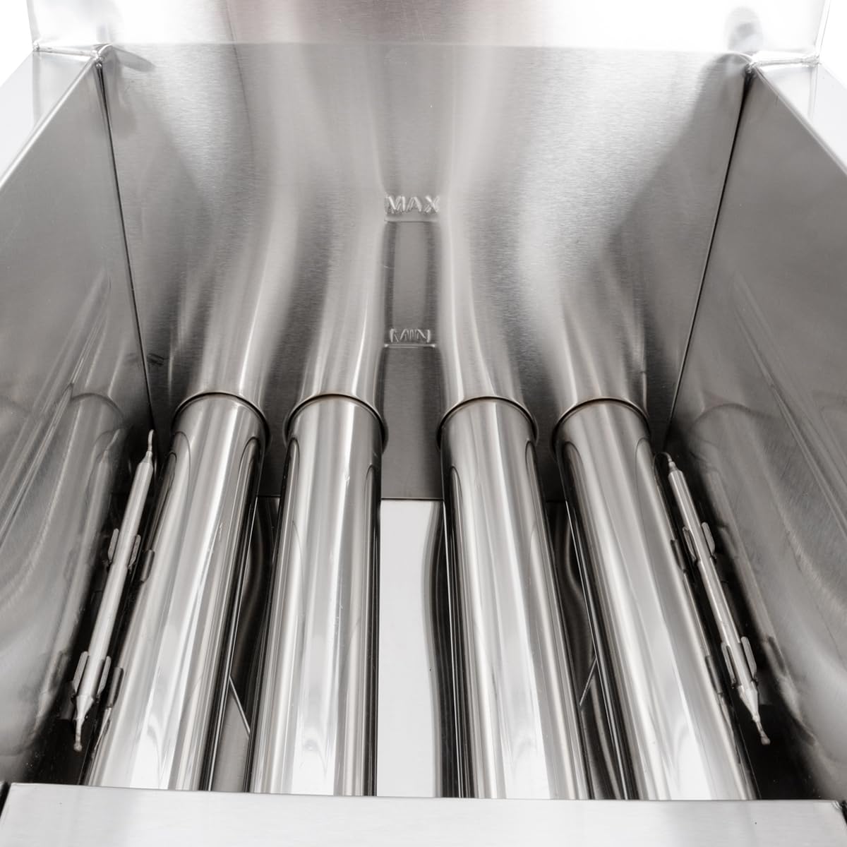 Beeketal Profi Gasfritteuse BGF-13P – Edelstahl Gastro Doppel-Fritteuse 2x 22L (Öl 2x 15L), 7,4 kW LPG Propan/Butan Stand-/Tischgerät mit Kaltzone und Ablaufhahn, inkl. 2 Körbe & Schaumlöffel
