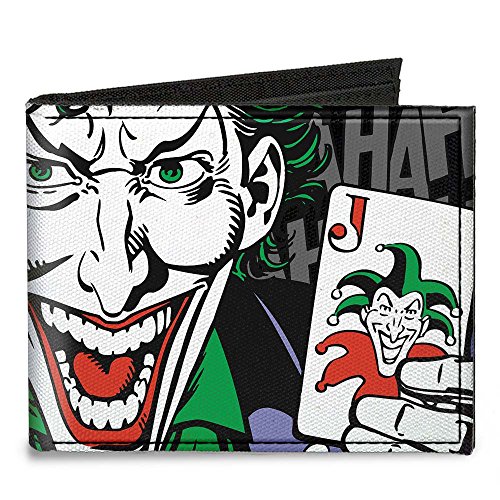 Buckle-Down Canvas Bi-fold Wallet-The Joker Hahahaha Close-up Pose Bla