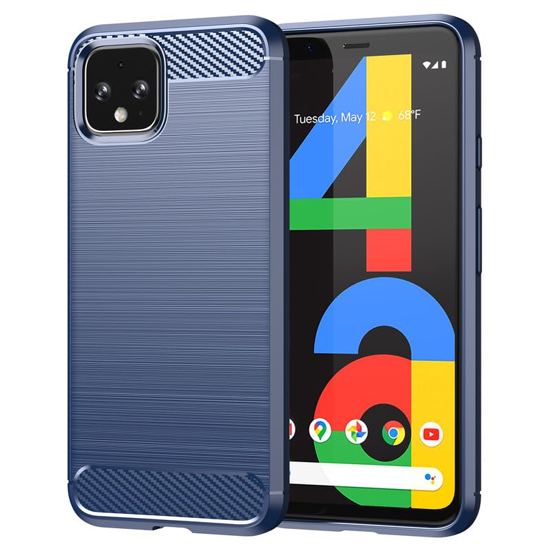 Image of Hybrid Carbon Fiber Back Case for Google Pixel 4 XL (Blue)