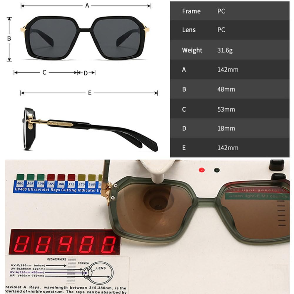 Occhiali da sole retrò da uomo, con lenti UV400, alla moda, da donna, con rivetti, quadrati e sfumati, per shopping, viaggi, spiaggia, feste, ciclismo