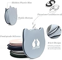 Vista 3 de RUNROLE Cuencos plegables de silicona 2 en 1 para viaje para perros, juego de cuencos de agua y comida para mascotas, cuencos portátiles para Azul