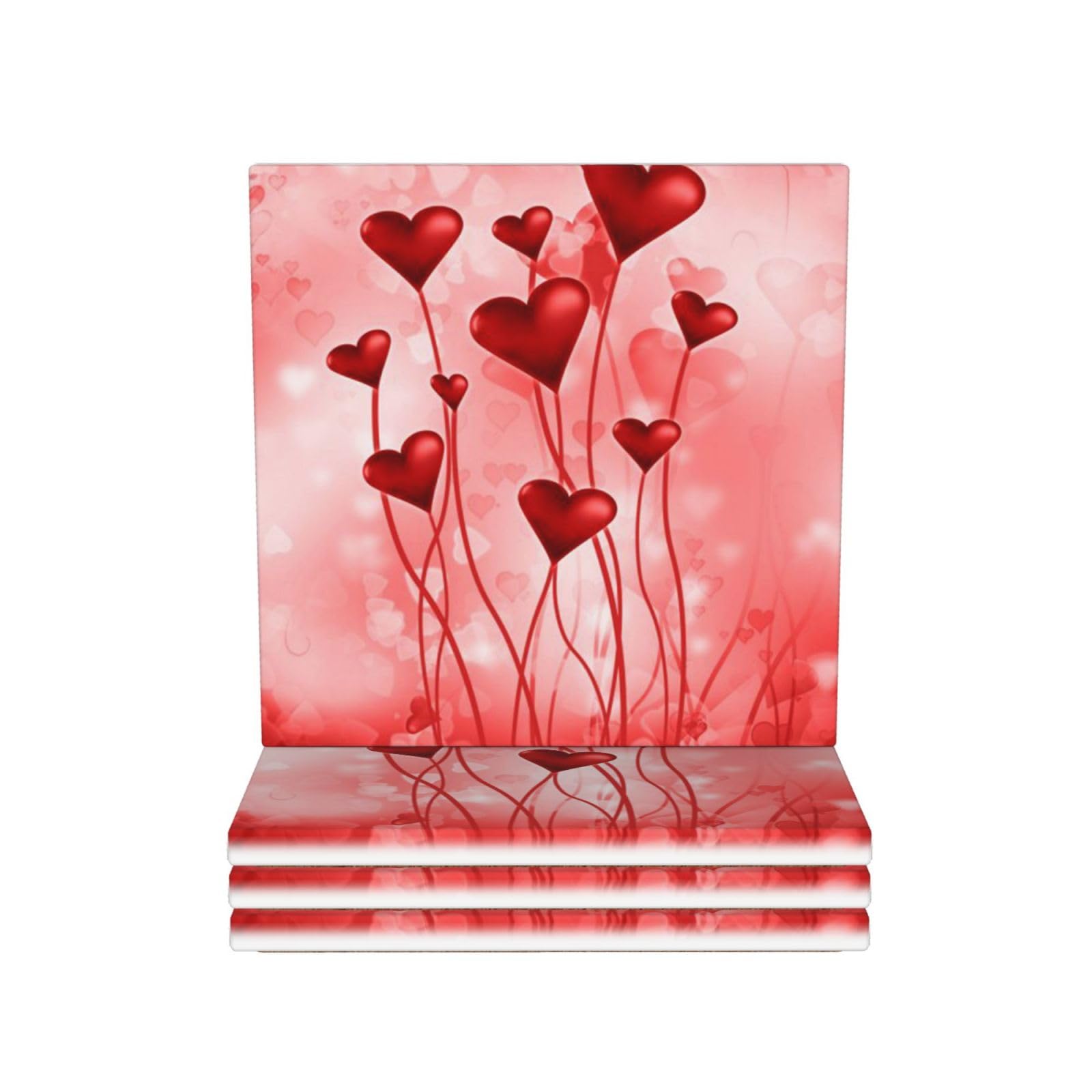 Cuore astratto stampato sottobicchiere in ceramica set di 4 sottobicchieri decorativi