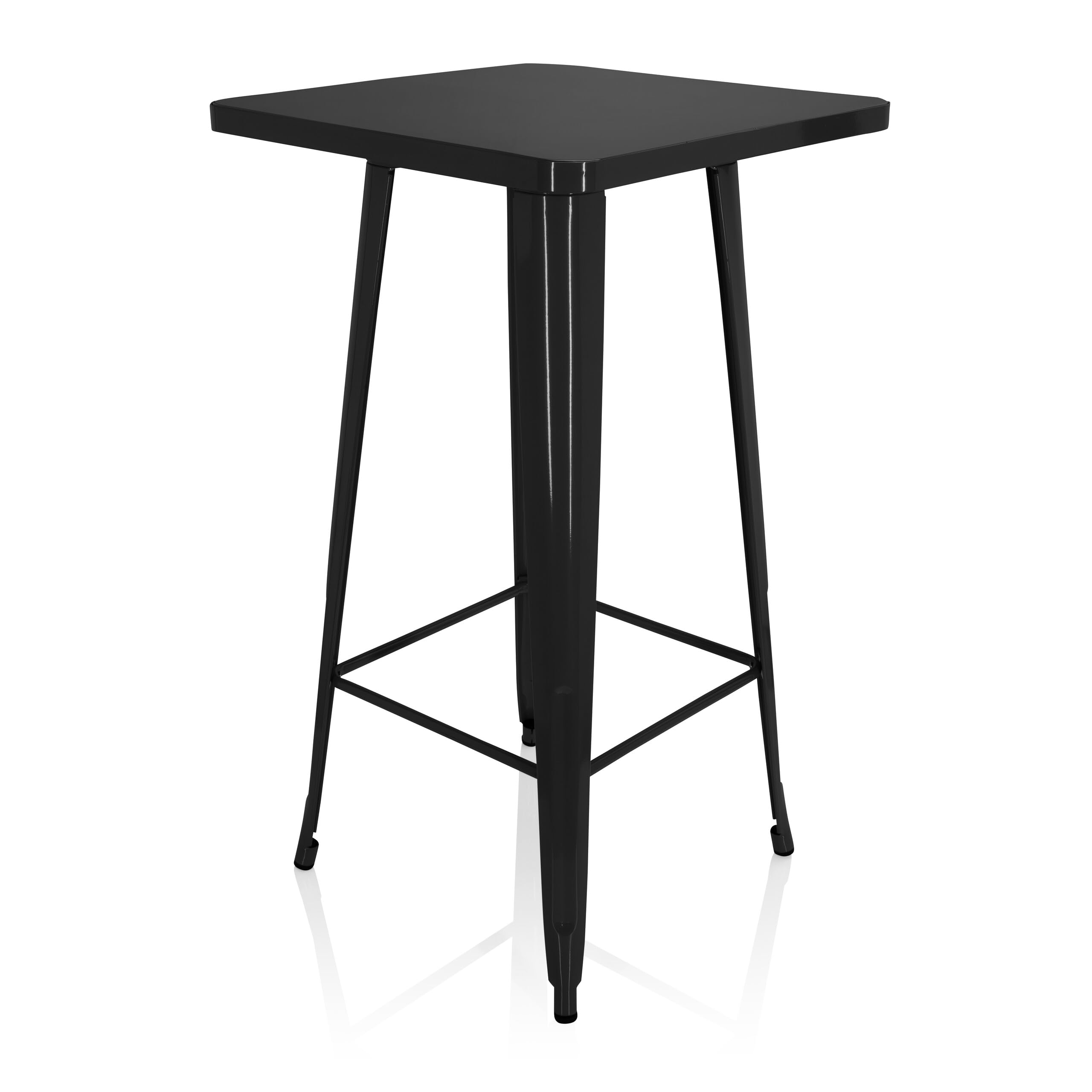 HJH Office 645060 Tavolo da Bar Metallo VANTAGGIO HIGH T Tavolo Alto Quadrato, Stile Industriale, Telaio in Acciaio Resistente, Nero