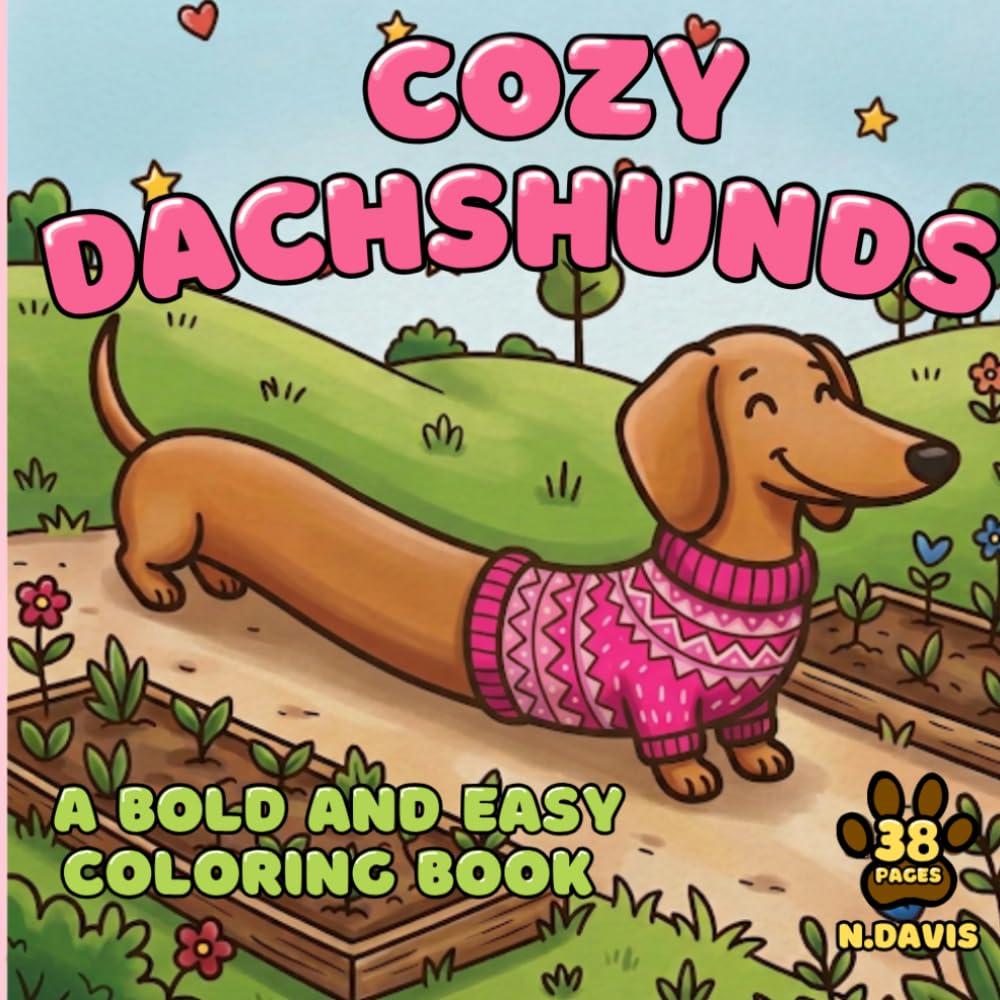 Cozy Dachshunds: Simple and Cute Doxie Illustrations for Kids and Adults - Easy Weenie Dog Designs for Relaxation.
