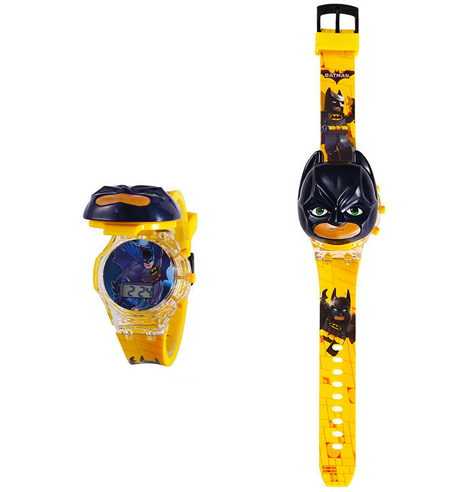 Digital Dial Superhero Cartoon Cap Printed Strap with Music Disco Light Watch for Kids (Age:3-10 Years)-LMW-BX