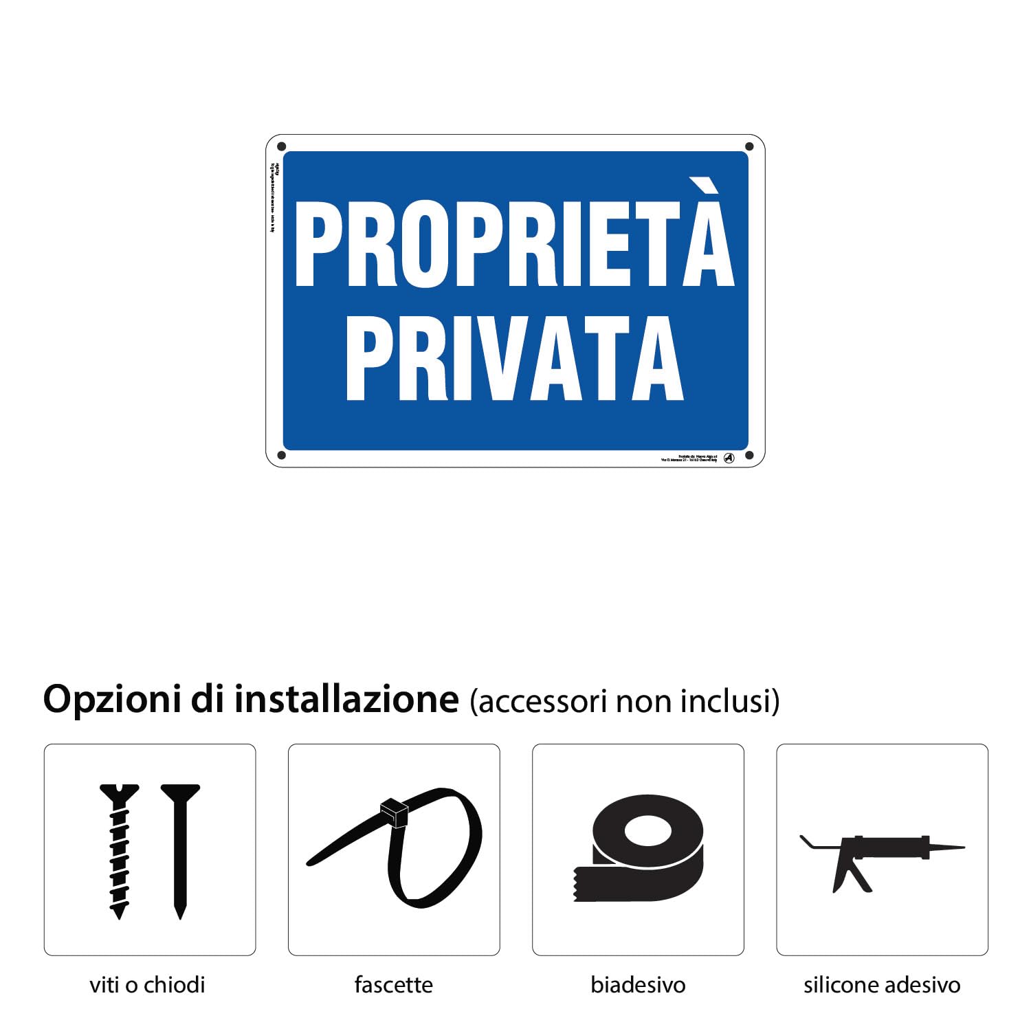 Cartello in Alluminio Proprietà privata 30x20 cm