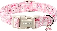 Vista 56 de DOGWONG Collar de algodón y cáñamo para perros, collar rosado resistente ajustable de tela natural suave para mascotas, lindo collar de boda