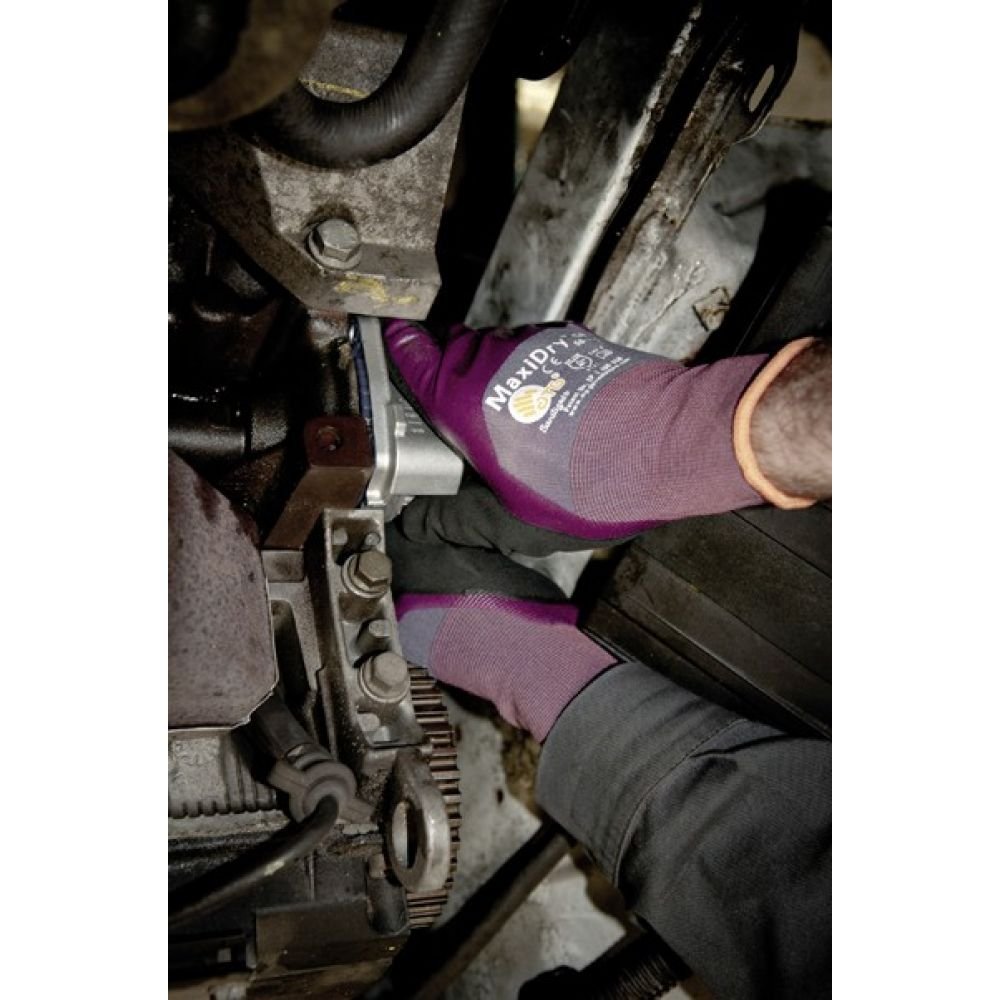 ATG MaxiDry 56-424 - Guantes de Trabajo para Hombre (microespuma, protección de Mano), Morado