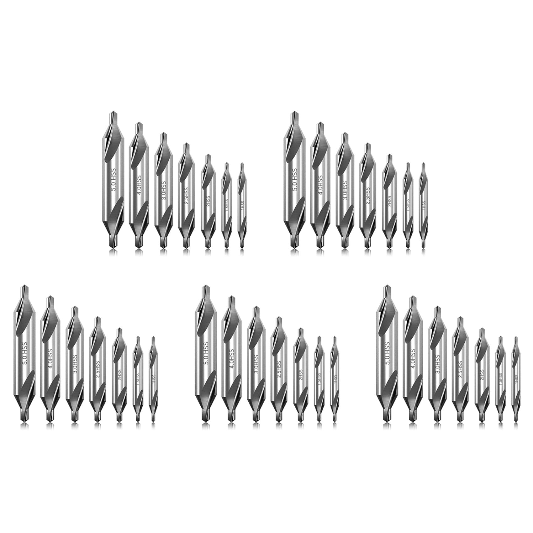 Jnchdghwa Silver 35 Pcs Center Drill Bits Set 60-Degree Angle Center Drill Bits Kit Countersink Tools For Lathe Metalworking