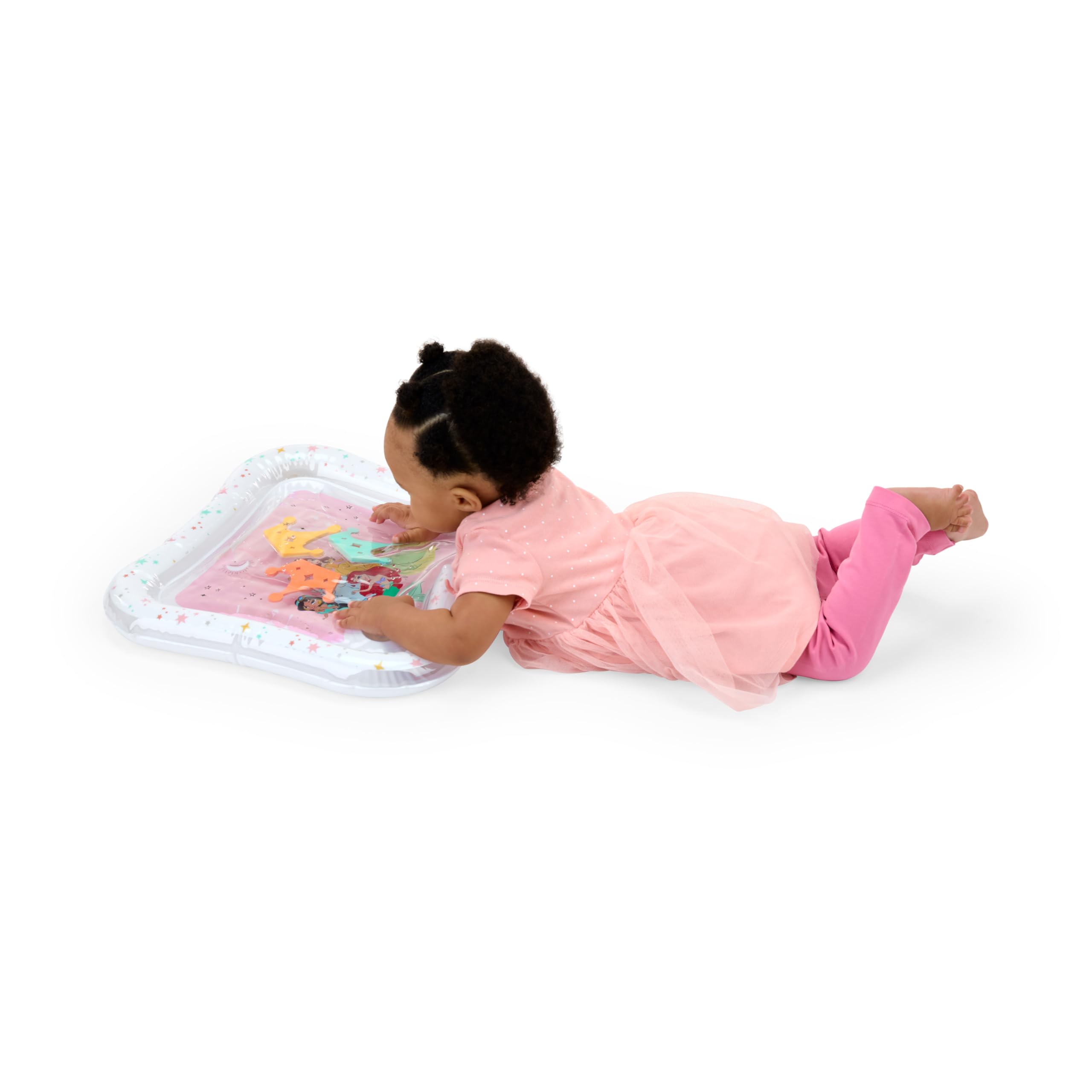 Bright Starts Disney Princess Royal Splash Water Mat, Tummy Time Mat with Ariel, Belle, Cinderella & More, Floating Toys - Image 3