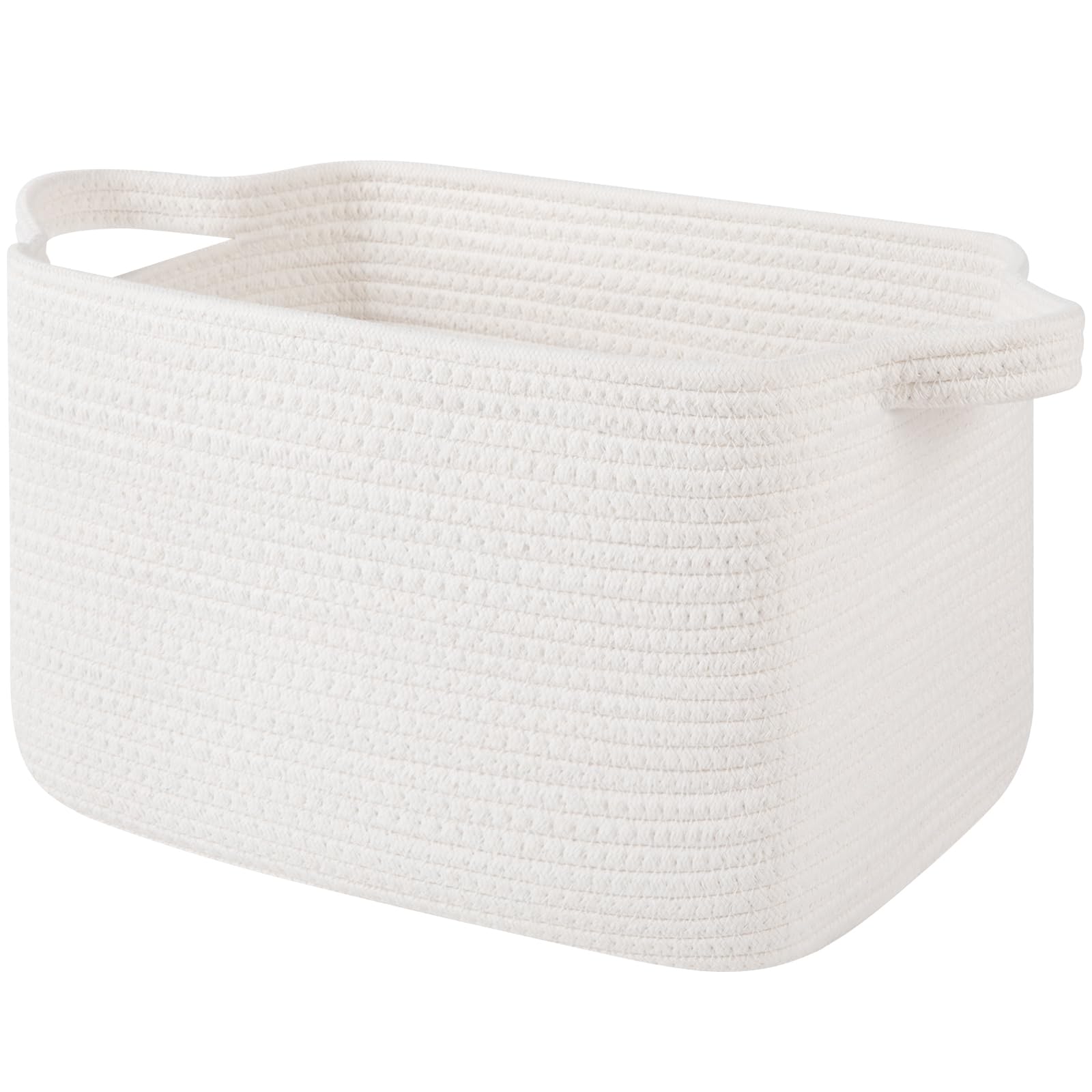 OIAHOMY Woven Storage Basket for Shelves, Rectangle Cotton Rope Baskets for Organizing, 13 x 10 x 9 in, Storage Bins for Dog Toys,Towel,Books,Gift,