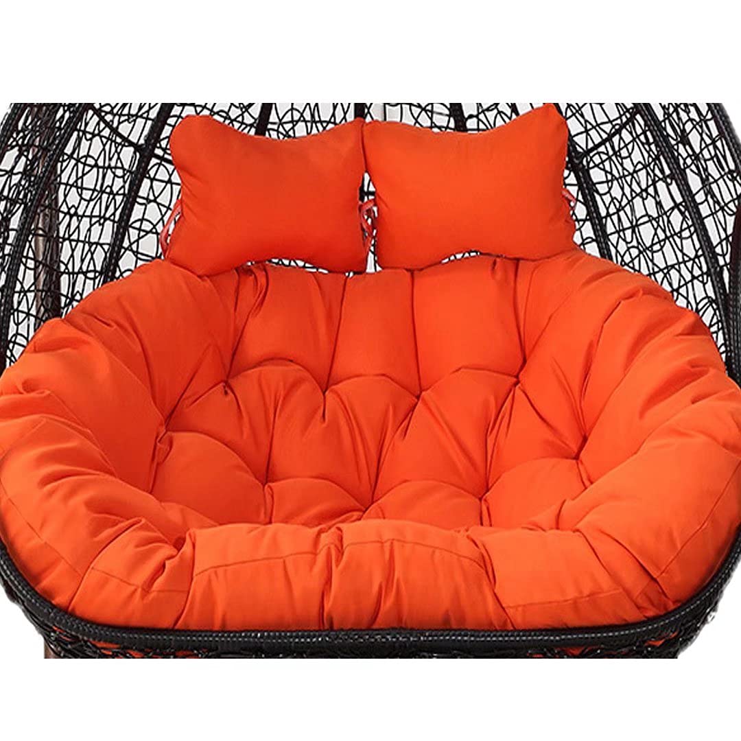 Cojín para Silla giratoria de ratán Cesta Colgante, Doble Silla Colgante Lounge Cesta Columpio sillón Cojín, 2 Personas Hamaca para Jardín para Interiores o Exteriores Naranja