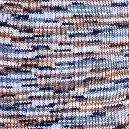 Image of Makromecity Softee Baby Yarn,%100 Premium Anti-Pilling Acrylic, 3.5 Oz, 273 yd (100gr /250 mt), Soft Yarn for Crocheting and Knitting (Denim & Caramel, 3 Skeins)