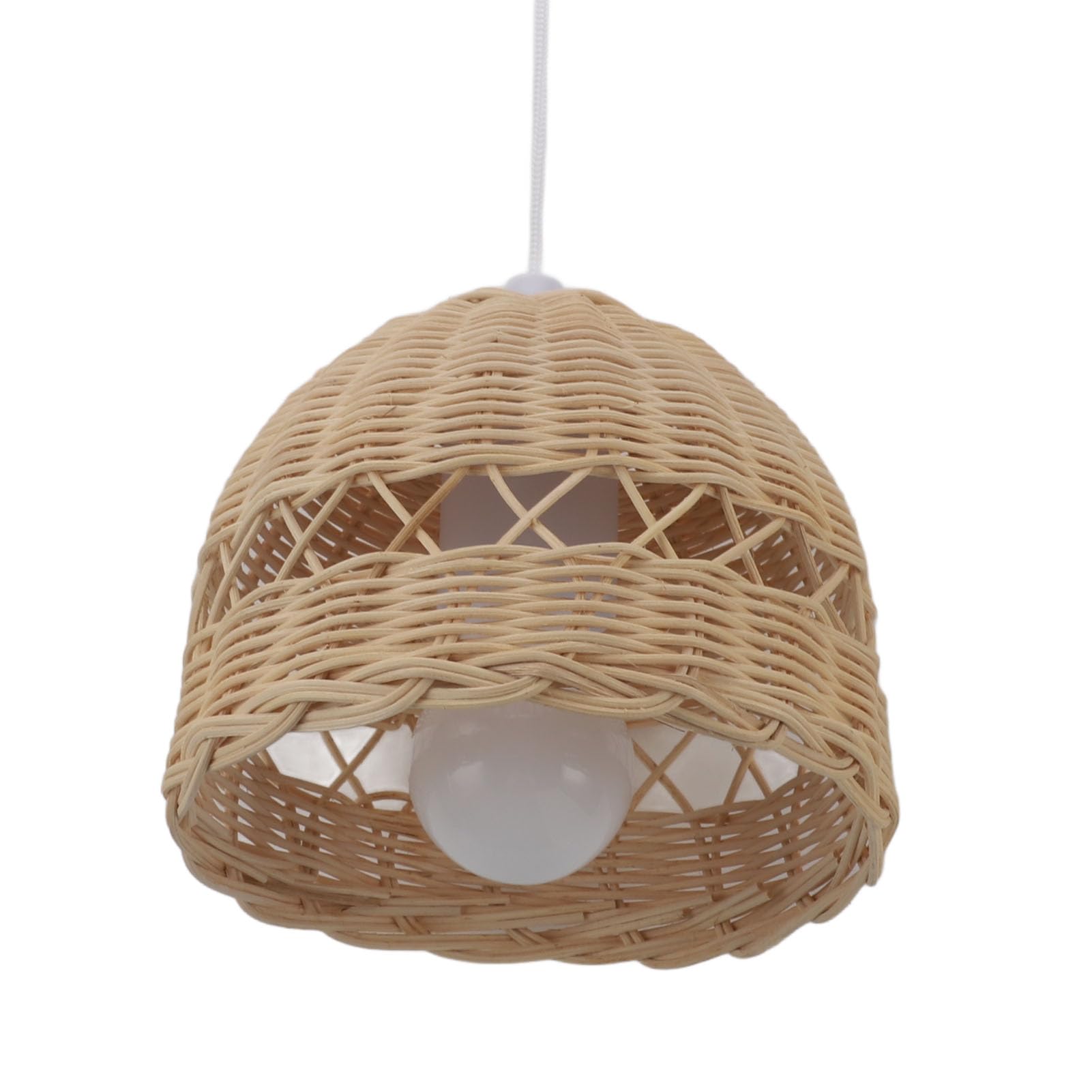 Amazon.co.jp: 籐ランプシェード 電球付き 籐ライトシェード 手織り